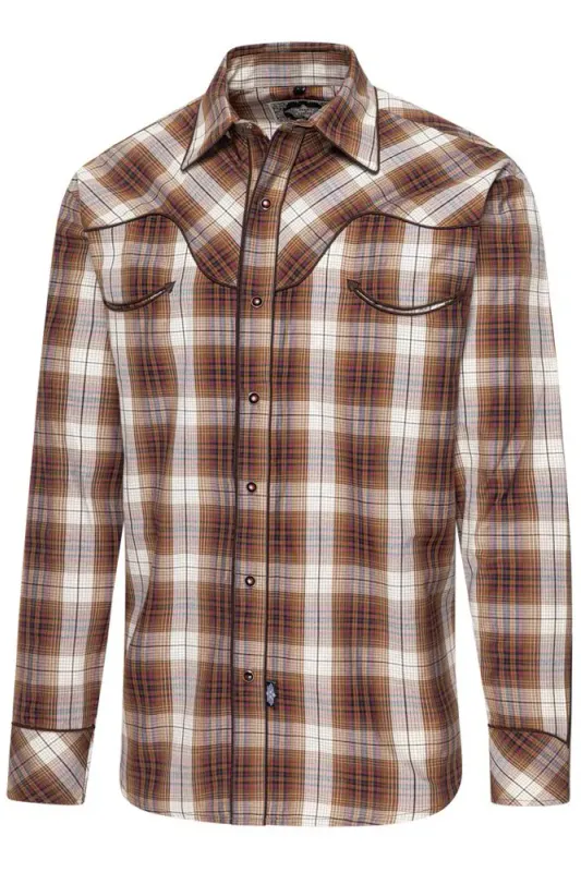 ISAAC Westernskjorte – Rutet Brun/Beige Herreskjorte