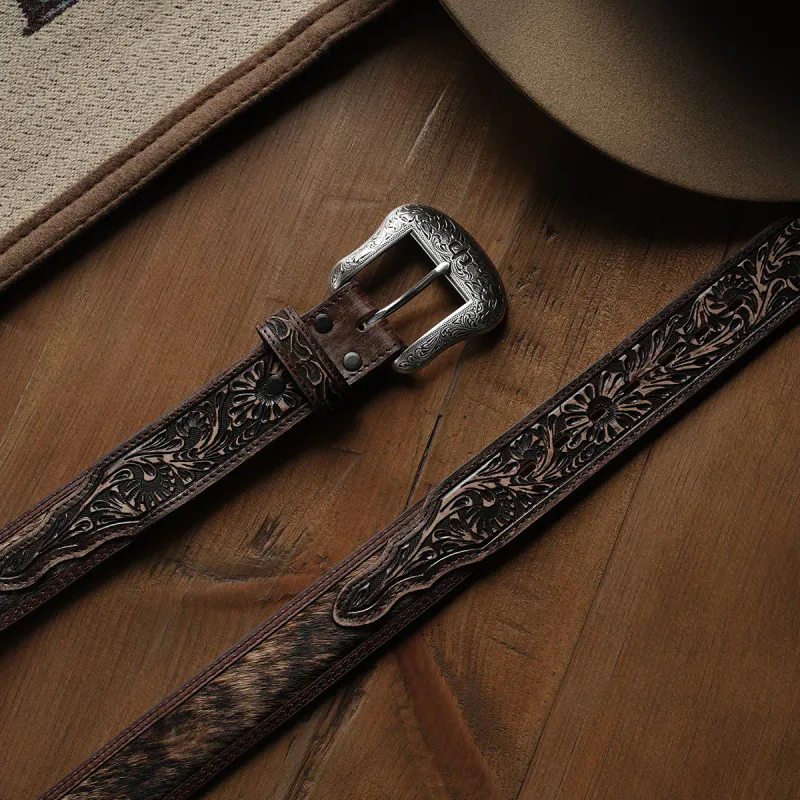 Stetson Westernbelte Hair-On-Hide – skinnbelte med unikt hårfelt