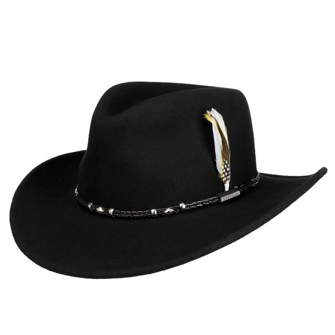 Hovedbilde Stetson Svart Cowboyhatt - John B VitaFelt