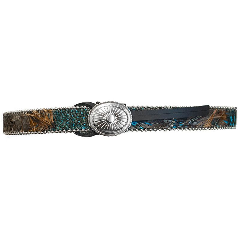 Blue Feathered Hatband | Hattebånd med fjær i westernstil