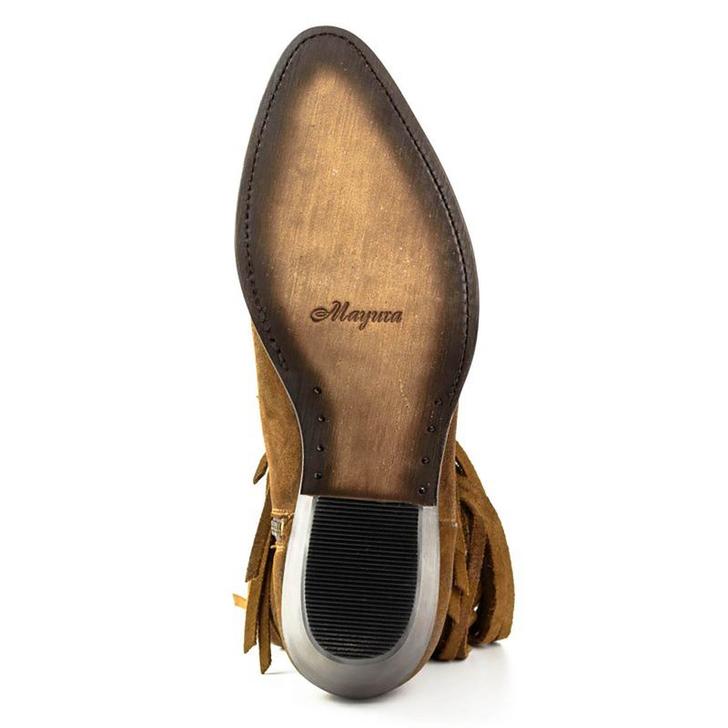 Mayura Atenea Ankelhøye Cowgirl Boots Med Frynser - Afelpado Tabaco 