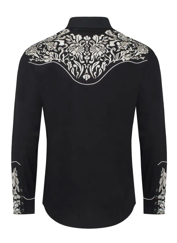 Westernskjorte Black Silver Embroidery